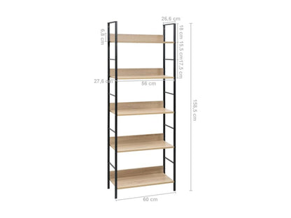 Brown Oak Wood Bookcase, 60 x 27.6 x 158.5 cm