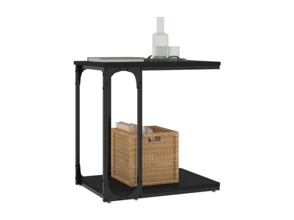 Black Engineered Wood Side Table, 50 x 35 x 52 cm