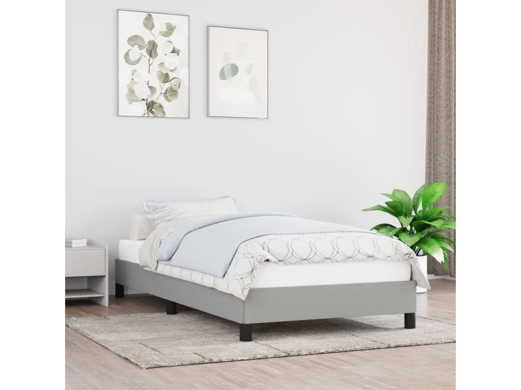 Gray Fabric Bed Frame, 100 x 200 cm