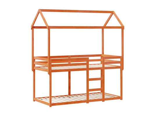 Brown Solid Wood Bunk Bed Frame, 90 x 190 cm