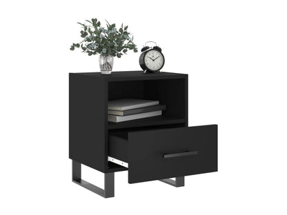 Black Engineered Wood Nightstand, 40 x 35 x 47.5 cm