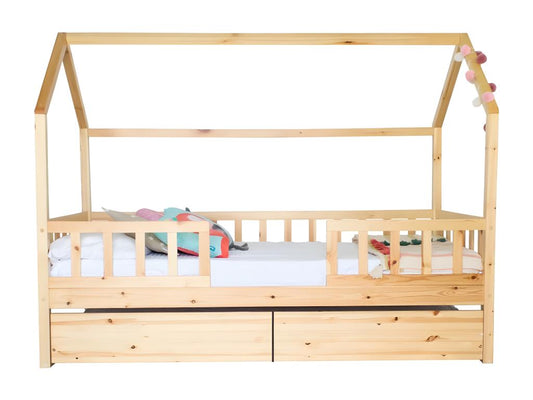 Beige Pine Wood Bed Frame, 90 x 190 cm