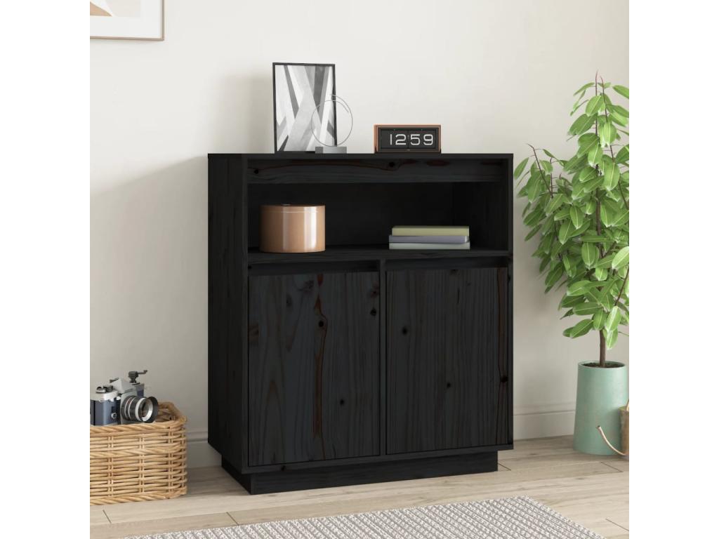 Black Solid Wood Sideboard, 70 x 34 x 80 cm