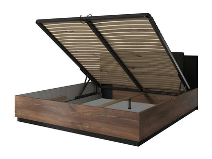 Black Oak Wood Bed Frame, 180 x 200 cm