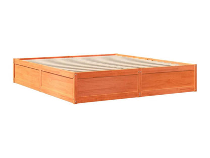 Brown Pine Wood Bed Frame, 200 x 200 cm