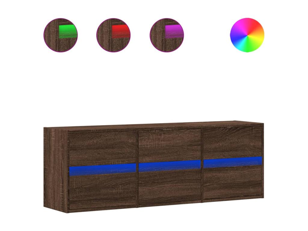 Brown Oak Wood TV Stand, 130 x 31 x 45 cm