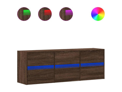 Brown Oak Wood TV Stand, 130 x 31 x 45 cm