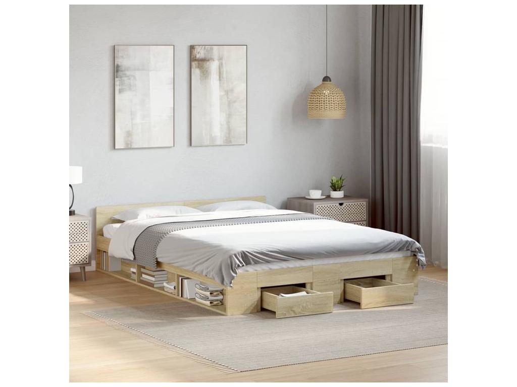 Natural Oak Wood Bed Frame, 120 x 190 cm