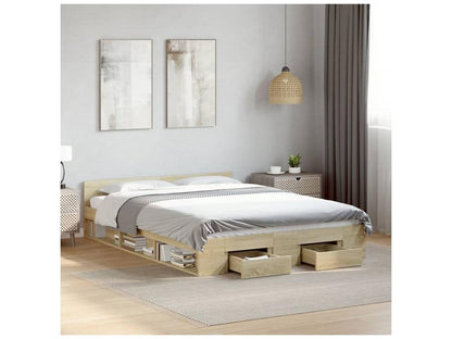 Natural Oak Wood Bed Frame, 120 x 190 cm