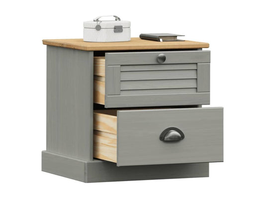 Gray Pine Wood Nightstand, 42 x 35 x 40 cm
