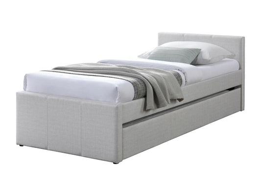 Beige Fabric Bed Frame, 90 x 190 cm