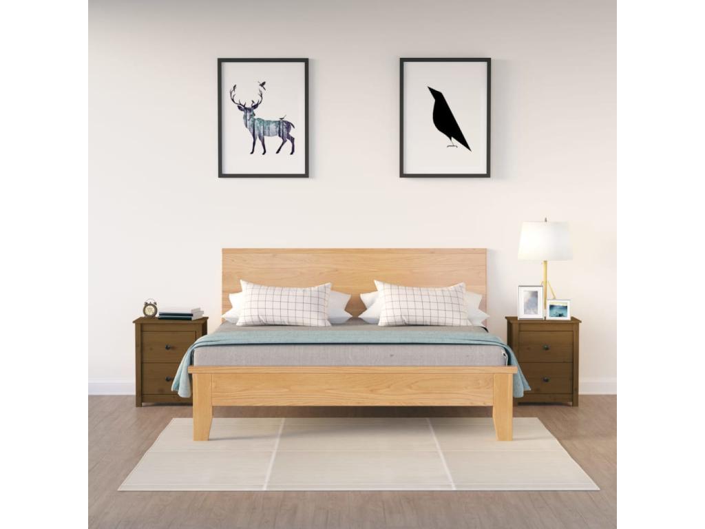 Brown Pine Wood Nightstand, 50 x 35 x 61.5 cm